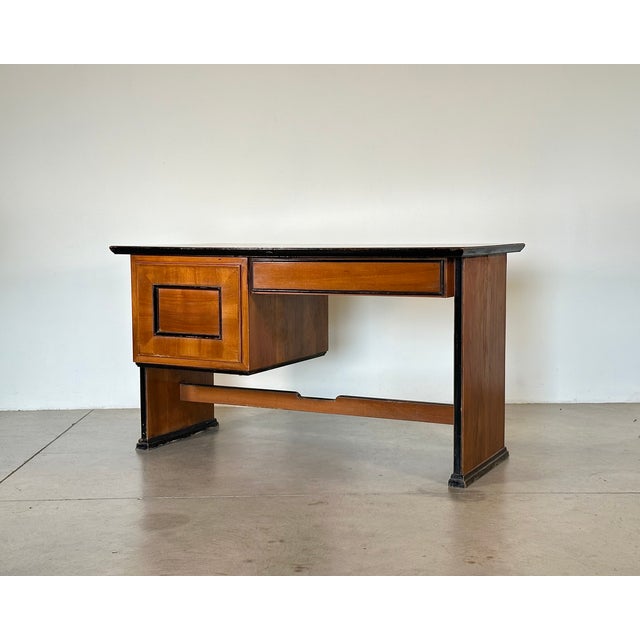 Art Deco Walnut Desk, 1940s For Sale - Image 4 of 15
