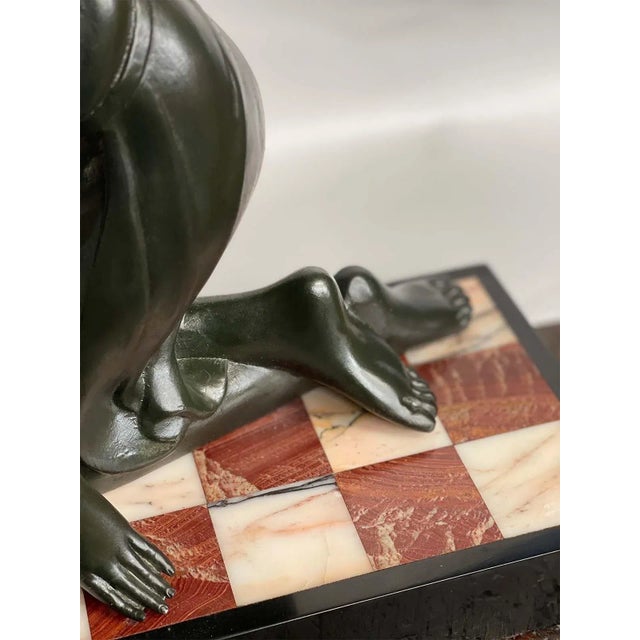 1930s 1930s Art Deco Girl Figure With Faun by P. Sega For Sale - Image 5 of 7