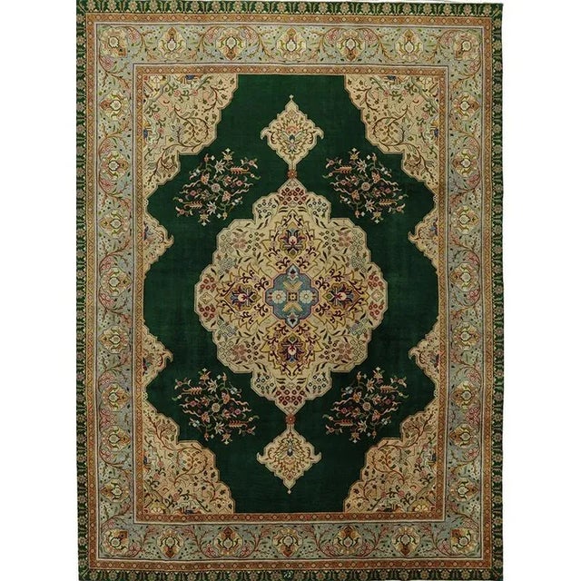 1970s Persian Tabriz Area Rug 9’5″ X 12’10” For Sale - Image 12 of 12