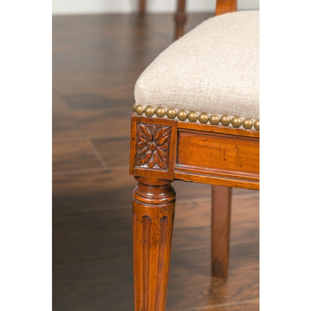 Set of Four Italian 1820s Neoclassical Dining Room Chairs with Carved Splats For Sale - Image 4 of 12