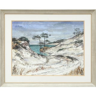 1970s "Ocean Path Through Sand Dunes" Florida Landscape Watercolor Painting by Joseph Yeager, Framed For Sale