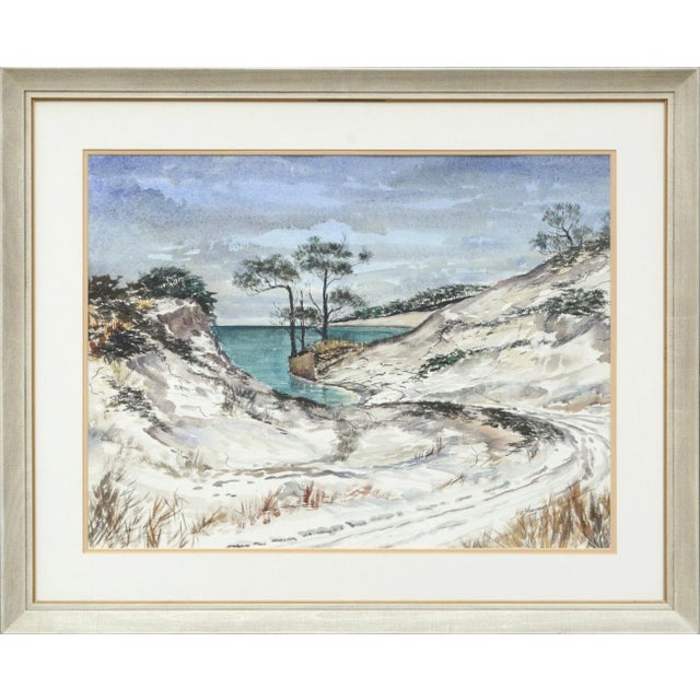 1970s "Ocean Path Through Sand Dunes" Florida Landscape Watercolor Painting by Joseph Yeager, Framed For Sale