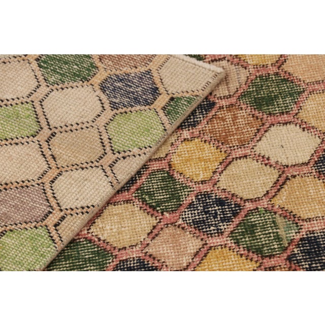 Beige Vintage Turkish Rug, Mosaic-Inspired Multicolor Geometric Design - Rug & Kilim For Sale - Image 8 of 8