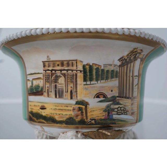 Pair French Style Lidded Urns W. Cherub Bases For Sale - Image 9 of 11