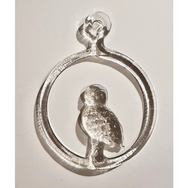Owl Window Sun Catcher in Crystal Glass by Bertil Vallien for Kosta Boda, Sweden, 1970s For Sale - Image 11 of 14