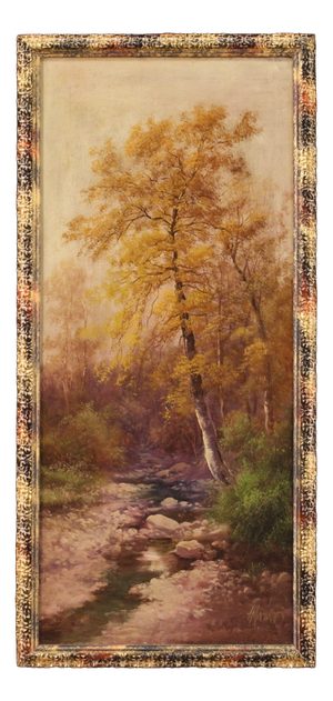 H. Marko, Wooded View with River, 19th Century, Oil Painting on Canvas, Framed