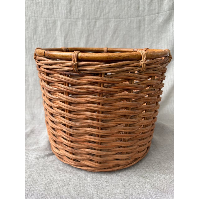 Vintage Large Round Wicker Basket For Sale - Image 9 of 12