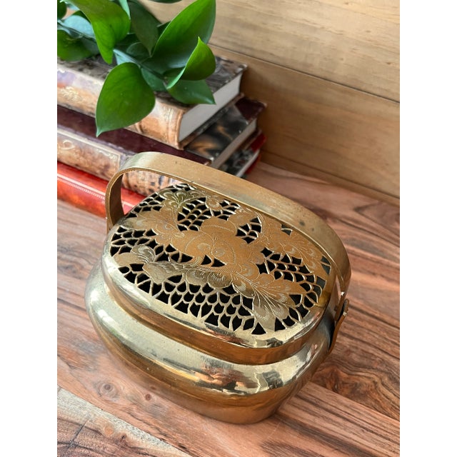 Chinese Antique Mid 19th Century Chinese Brass Handwarmer For Sale - Image 3 of 9