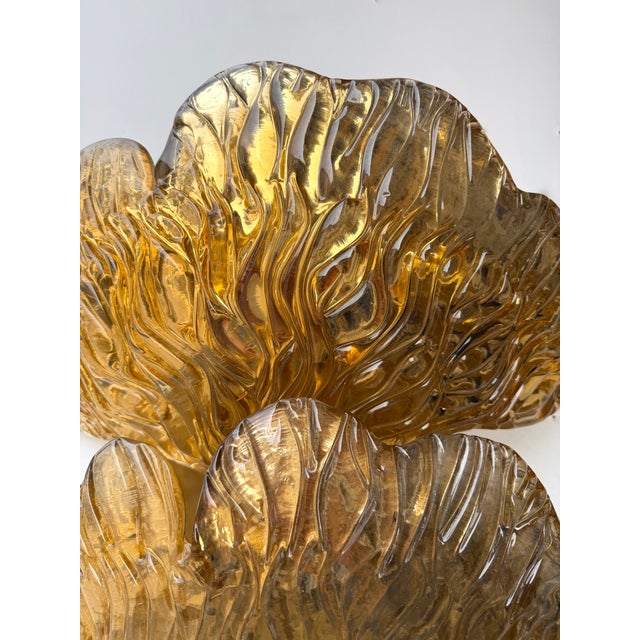 Metal Contemporary Brass and Gold Murano Glass Palm Sconces, Italy - a Pair For Sale - Image 7 of 12
