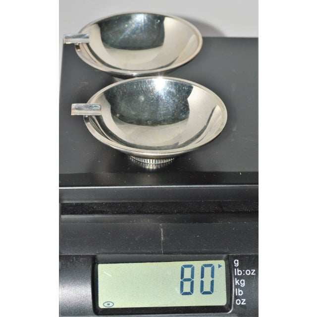 1960s 1960s H Nils Denmark Sterling Silver Modernism Fluted Circular Ashtray Set of 2 For Sale - Image 5 of 6