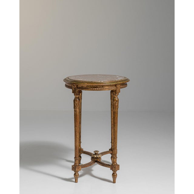 19th Century France Antique Gold Giltwood Carved Giltwood Gueridon Table For Sale - Image 9 of 11