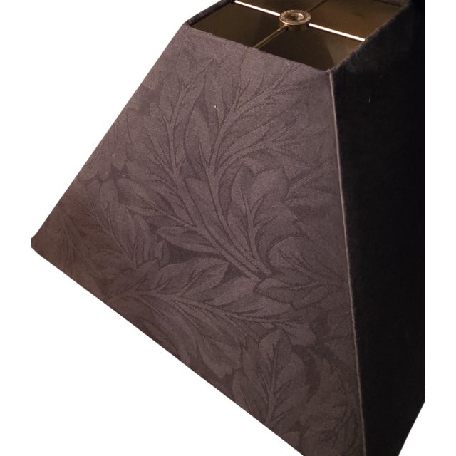 1991 Neoclassical Solid Brass & Black Marble Column Table Lamp by Chapman W/ Frederick Cooper Paisley Damask Shade - 35" For Sale - Image 15 of 17