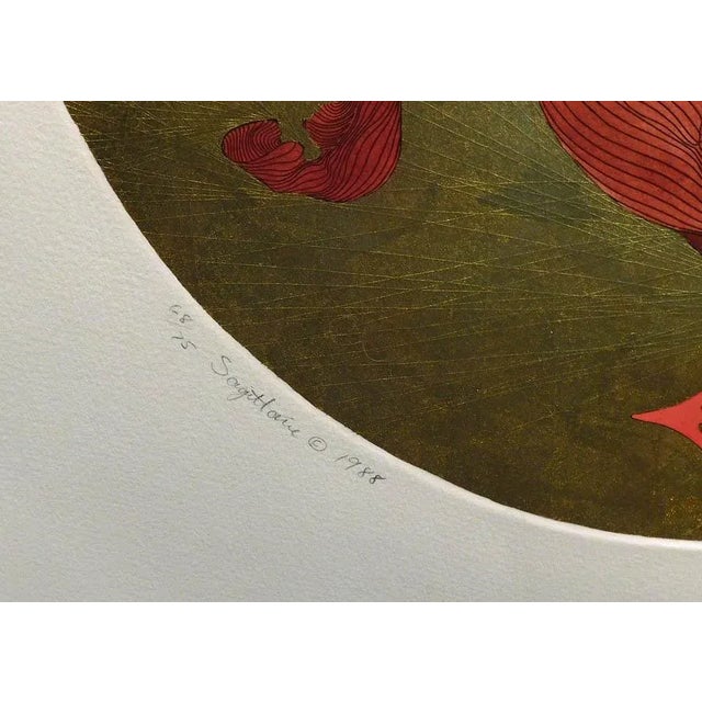Impressionist Guillaume Azoulay Sagittaire Gold Leaf 1988 Embellished Etching Art For Sale - Image 3 of 5