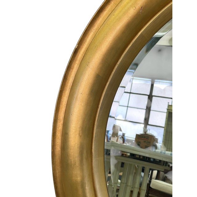 Gold 60” Gilded Round Hollywood Regency Mid 20th Century Mirror For Sale - Image 8 of 11
