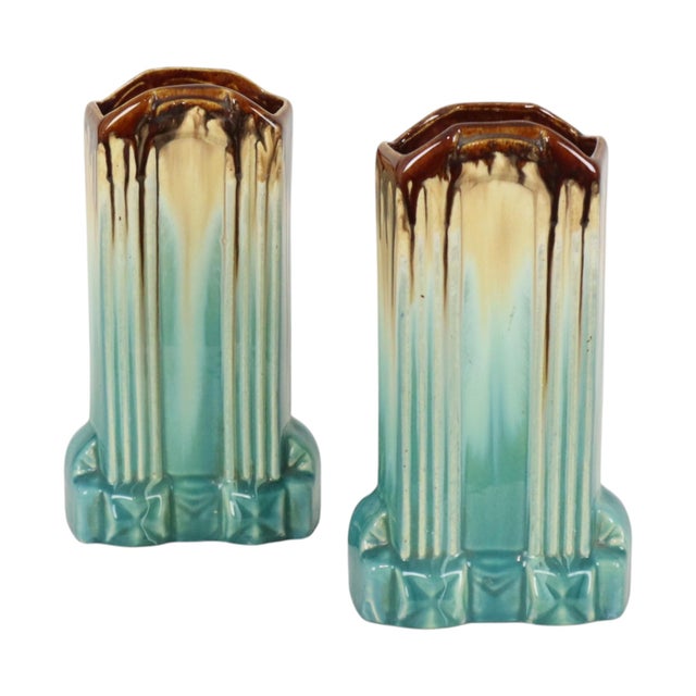 Belgian Art Deco Turquoise Earthenware Vases by Thulin, 1920s, Set of 2 For Sale - Image 12 of 16