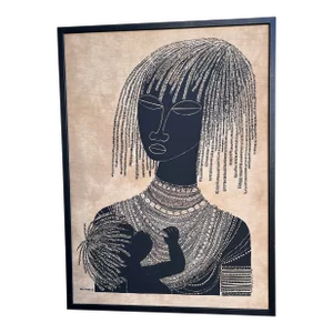 Vintage African Print on Fabric by Batik Artist Heidi Lange Kenya
