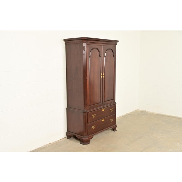 Ethan Allen Ethan Allen Georgian Solid Cherry Wood Armoire Dresser or Gentleman's Chest For Sale - Image 4 of 15