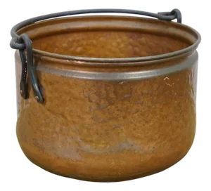 Antique Dovetailed Hammered Copper Stock Pot Cauldron Cooking Kettle Bucket 8.5"