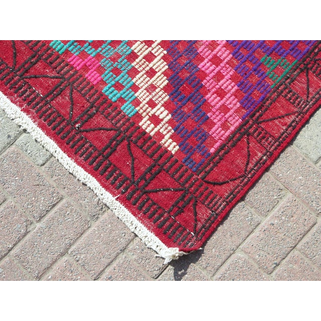 1980s Turkish Amethyst Color Handmade Jejim Kilim Rug For Sale - Image 6 of 11
