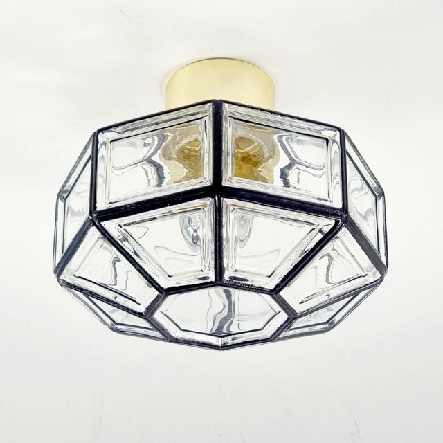 Glashütte Limburg Mid-Century Glass Flush Mount/Ceiling Lamp From Limburg, Germany, 1960s For Sale - Image 4 of 13