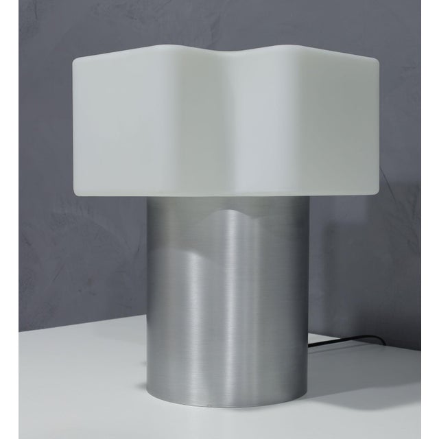 White Italian Glass and Aluminum Table Lamp Made in Italy For Sale - Image 8 of 8