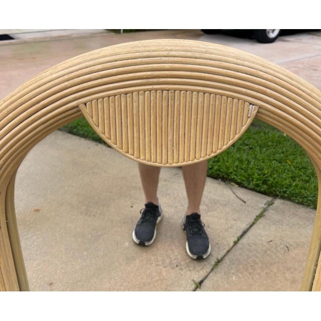 1980s Coastal Deco Revival Pencil Reed Wall Mirror