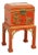 Late 20th Century Red & Gold Paint Decorated Asian Box on Stand For Sale