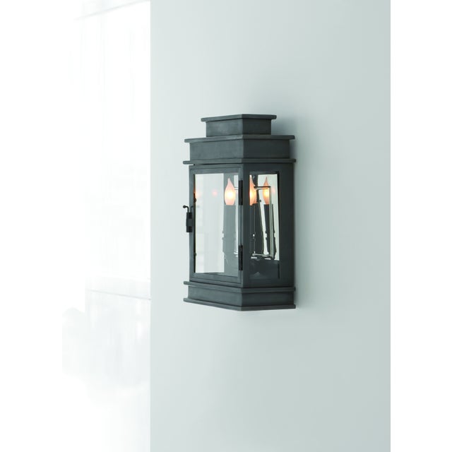 Transitional Chapman & Myers for Visual Comfort Signature Linear Lantern Short in Bronze For Sale - Image 3 of 4