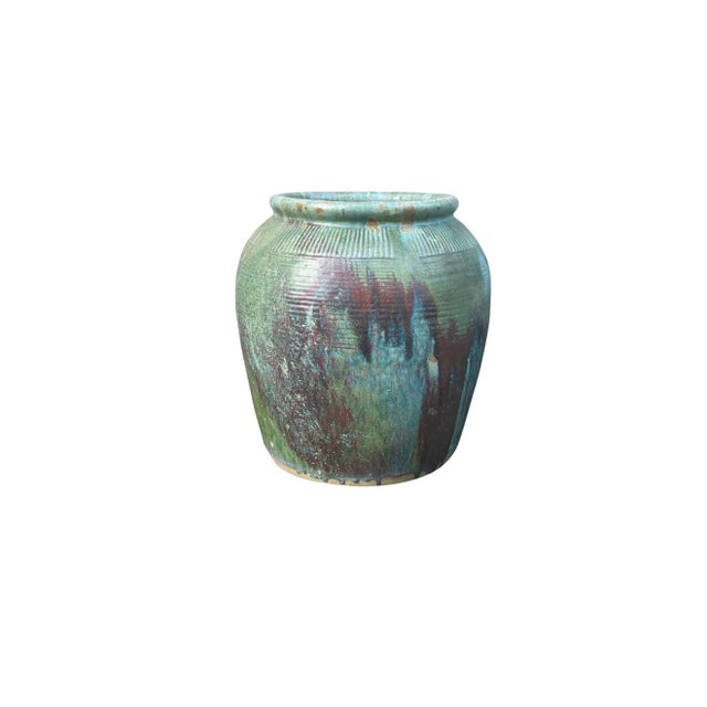 Vintage Chinese Green Glazed Ceramic Soy Sauce Jar For Sale - Image 9 of 11