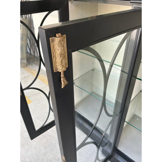 Jonathan Charles Transitional Black Breakfront/Display Cabinet For Sale - Image 9 of 10