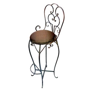 Scrolling Collapsible Backrest Iron Bar Stool For Sale