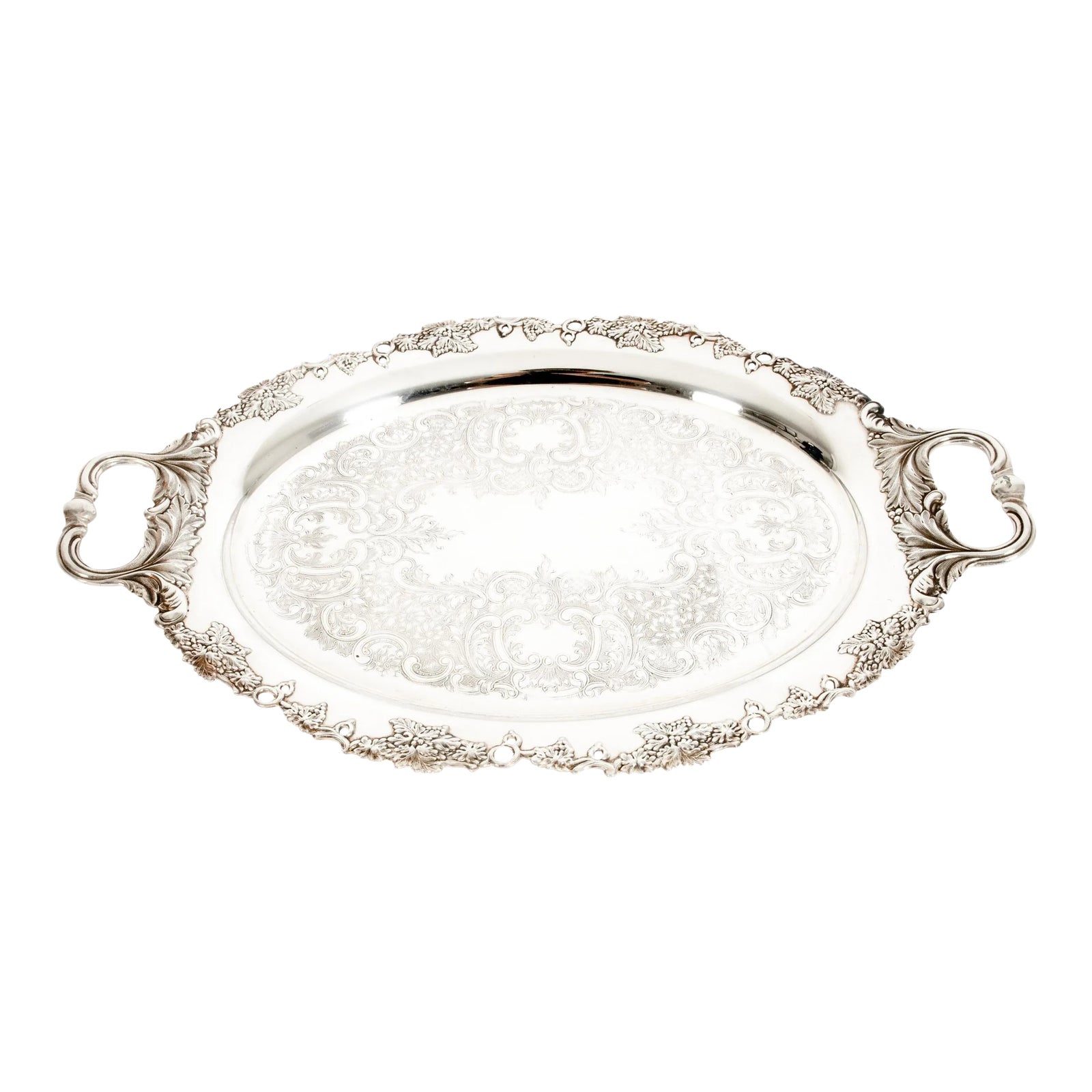 English Sheffield Plated Barware Tray With Side Handles Chairish