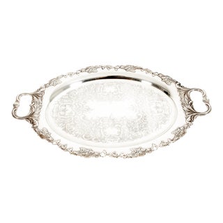 English Sheffield Plated Barware Tray With Side Handles For Sale