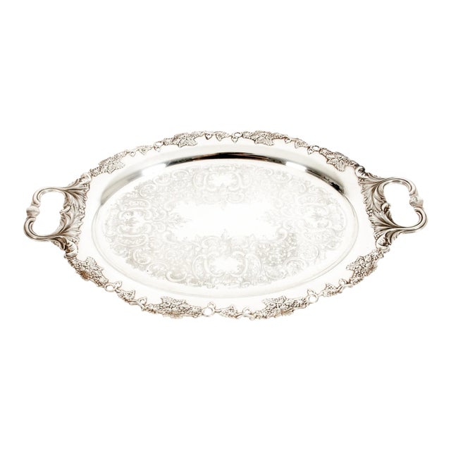English Sheffield Plated Barware Tray With Side Handles For Sale