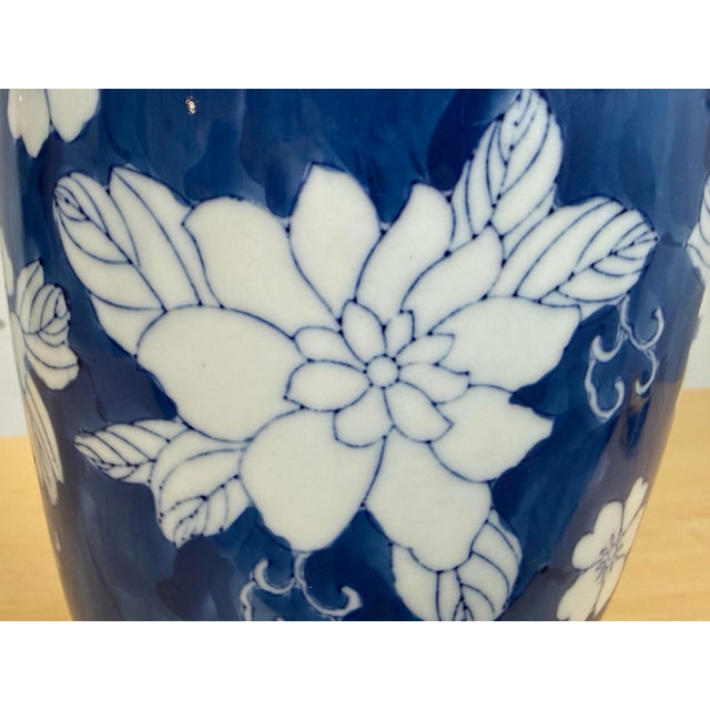 Chinoiserie Blue Porcelain Table Lamp For Sale - Image 10 of 12