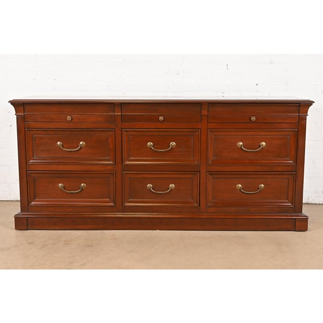 Ethan Allen French Louis Philippe Cherry Wood Nine-Drawer Dresser or Credenza For Sale - Image 12 of 12