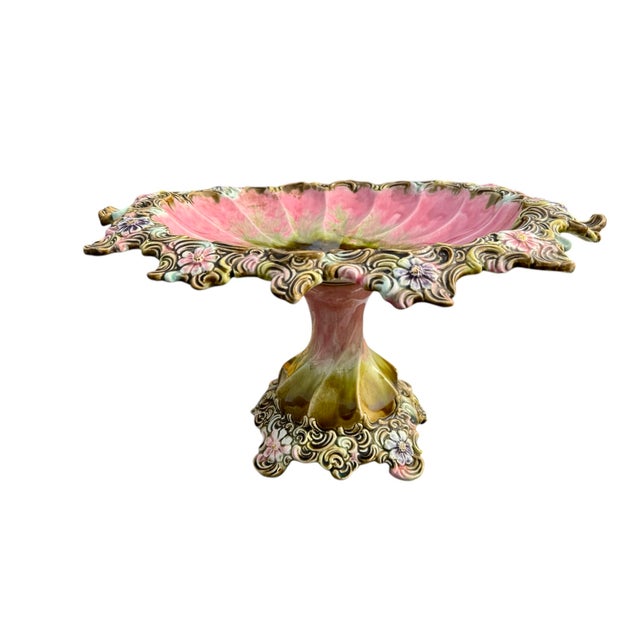 Antique European Majolica Compote For Sale In Charleston - Image 6 of 11