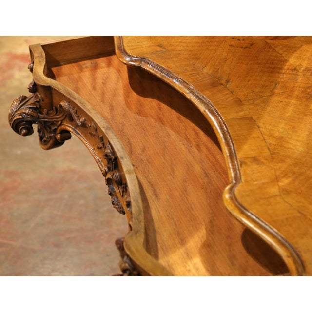 19th Century French Louis XV Style Walnut Coiffeuse Dressing Table With Mirror For Sale - Image 11 of 13