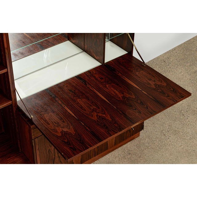 Mid-Century Swedish Rosewood Bookcase Dropdown Wall Unit by Bertil Fridhagen for Bodafors, 1960s For Sale - Image 9 of 18