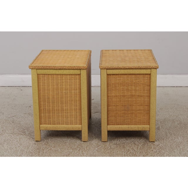 Traditional Pair Lexington Henry Link Wicker Nightstands For Sale - Image 3 of 17