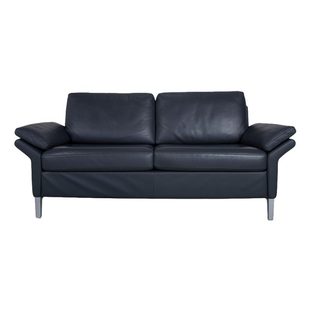 Model 3300 2-Seater Sofa in Black Leather from Rolf Benz For Sale