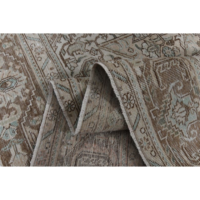 1970s Vintage Persian Handmade Wool Cotton Brown Area Rug For Sale - Image 4 of 11