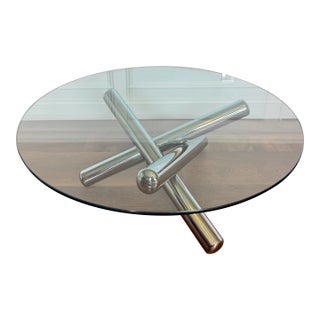 Mid 20th Century Attributed to Milo Baughman "Jax" Chrome & Glass Coffee Table For Sale