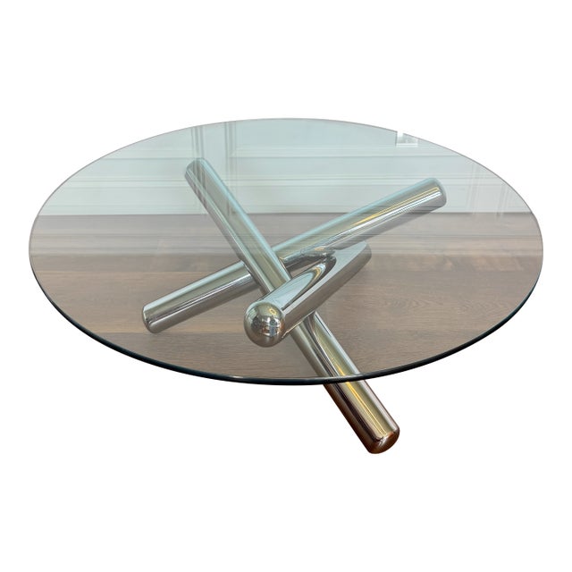 Mid 20th Century Attributed to Milo Baughman "Jax" Chrome & Glass Coffee Table For Sale