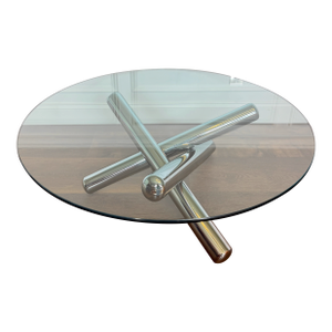 Mid 20th Century Attributed to Milo Baughman "Jax" Chrome & Glass Coffee Table