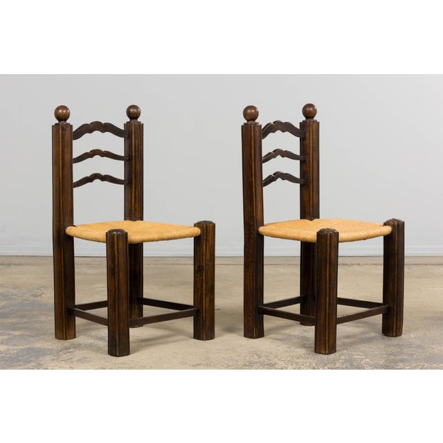 Antique French Provincial Oak Ladder Back Dining Chairs - Set of 4 For Sale - Image 12 of 18
