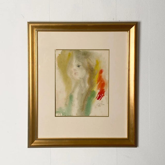 Mid 20th Century "Jeaninne" 7/1/68 Watercolor, Signed Alonzo Hauser For Sale - Image 5 of 5