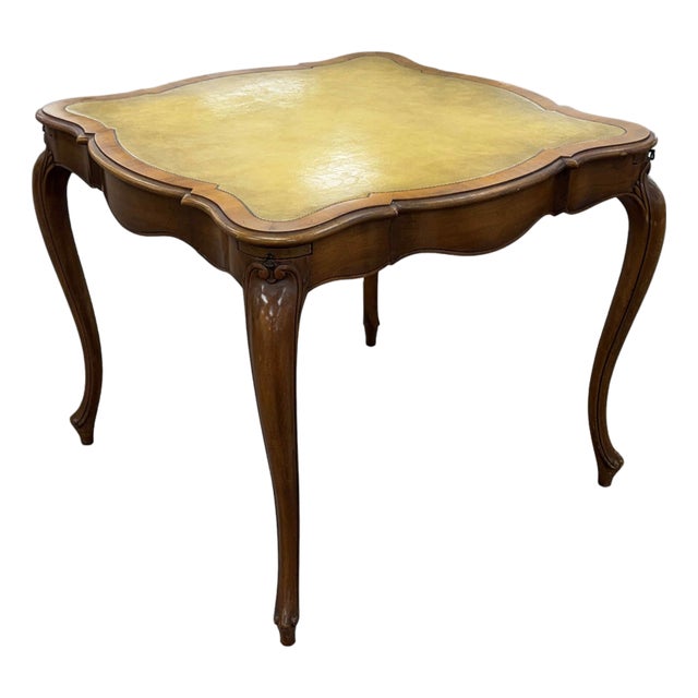 Vintage Weiman Leather Top Game or Card Table For Sale