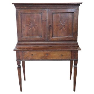 Antique Inlaid Walnut Secretaire, 1780s For Sale