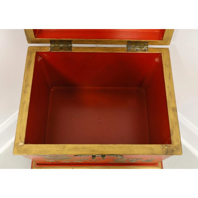 Late 20th Century Red & Gold Paint Decorated Asian Box on Stand For Sale - Image 11 of 12